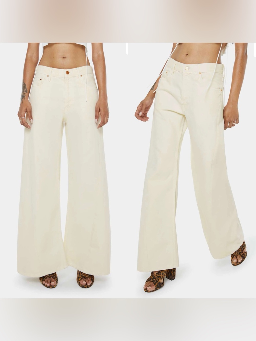 MOTHER Lil Lemon Twist Sneak High Waist Flare Leg Denim Jeans Natural Size 29